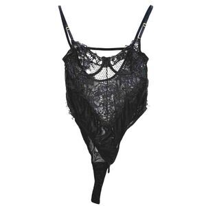 vintage black lace underwire teddy / body suit